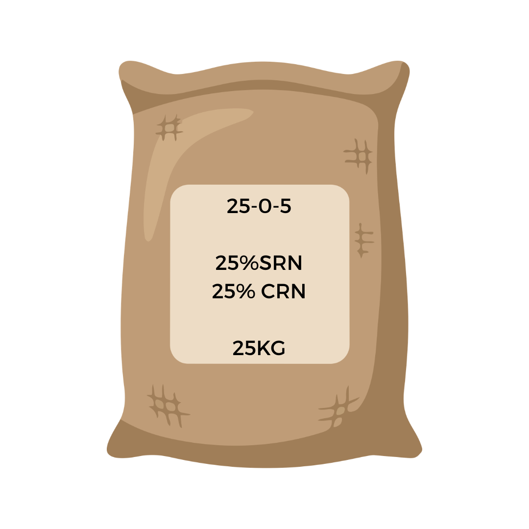 Brown bag with fertilizer label on a white background