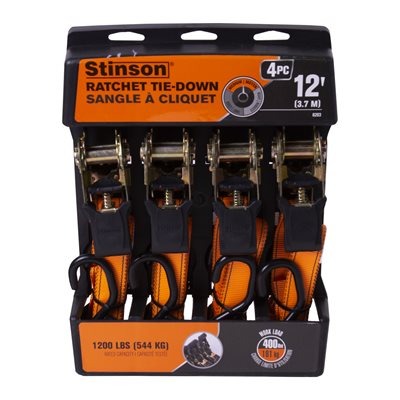 Toolway Stinson 4PC Ratchet Strap 1"x12'